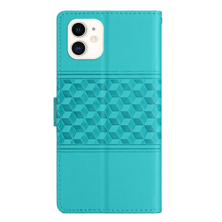 For iPhone 12 mini Diamond Embossed Skin Feel Leather Phone Case with Lanyard