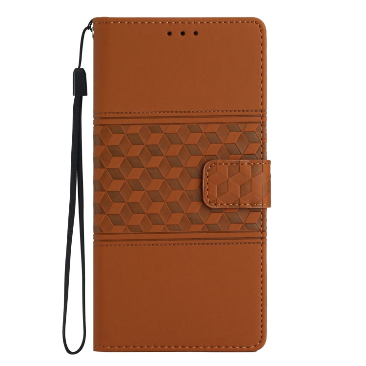 For iPhone 13 mini Diamond Embossed Skin Feel Leather Phone Case with Lanyard