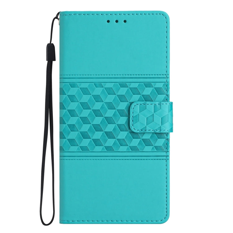 For iPhone 13 mini Diamond Embossed Skin Feel Leather Phone Case with Lanyard