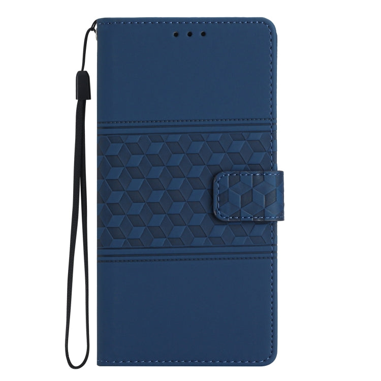 For iPhone 13 mini Diamond Embossed Skin Feel Leather Phone Case with Lanyard