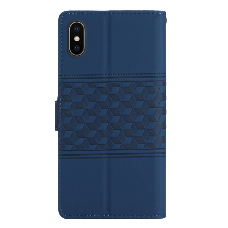 For iPhone XS Max Diamond Embossed Skin Feel Leather Phone Case with Lanyard