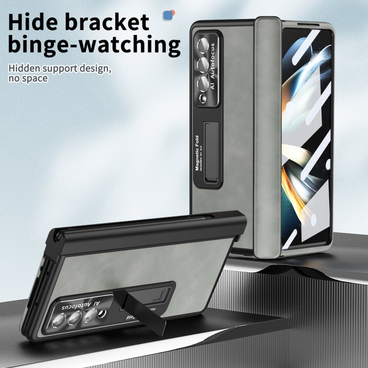 For Samsung Galaxy Z Fold4 Napa Pattern All-inclusive Magnetic Phone Case