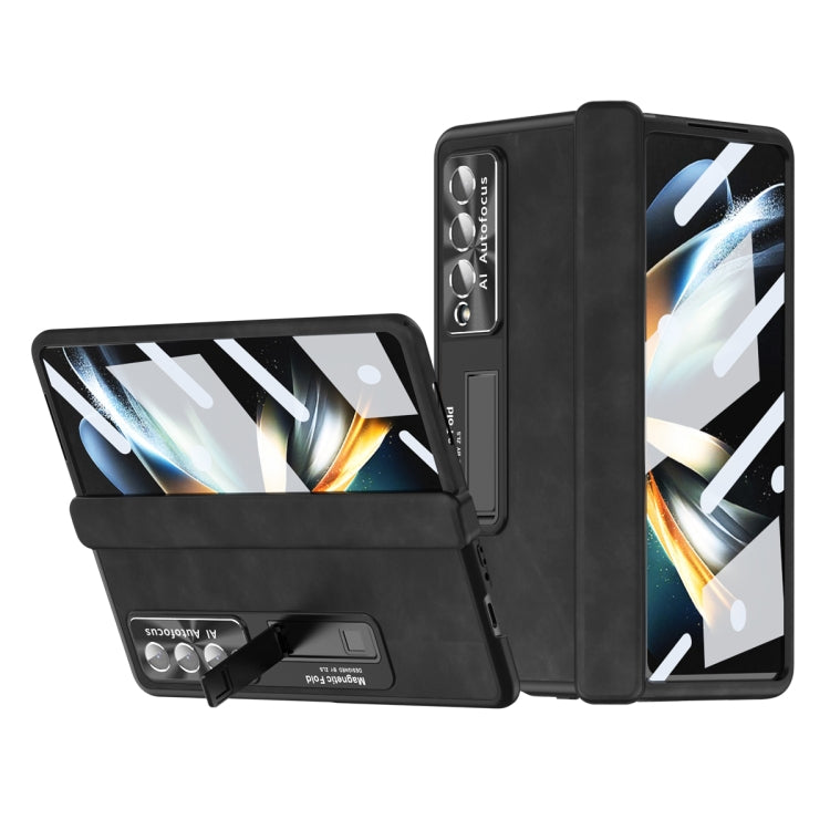 For Samsung Galaxy Z Fold4 Napa Pattern All-inclusive Magnetic Phone Case