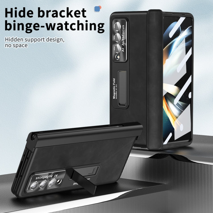 For Samsung Galaxy Z Fold4 Napa Pattern All-inclusive Magnetic Phone Case