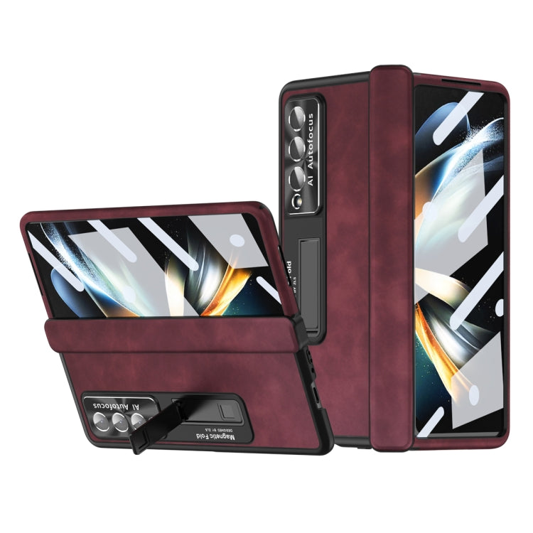 For Samsung Galaxy Z Fold4 Napa Pattern All-inclusive Magnetic Phone Case