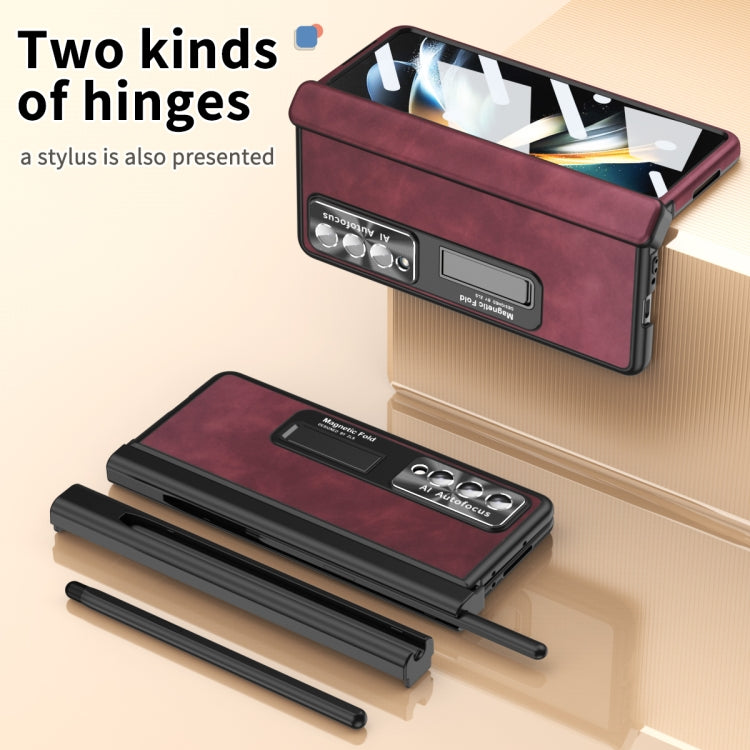 For Samsung Galaxy Z Fold4 Napa Pattern All-inclusive Magnetic Phone Case