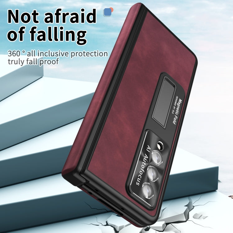 For Samsung Galaxy Z Fold4 Napa Pattern All-inclusive Magnetic Phone Case