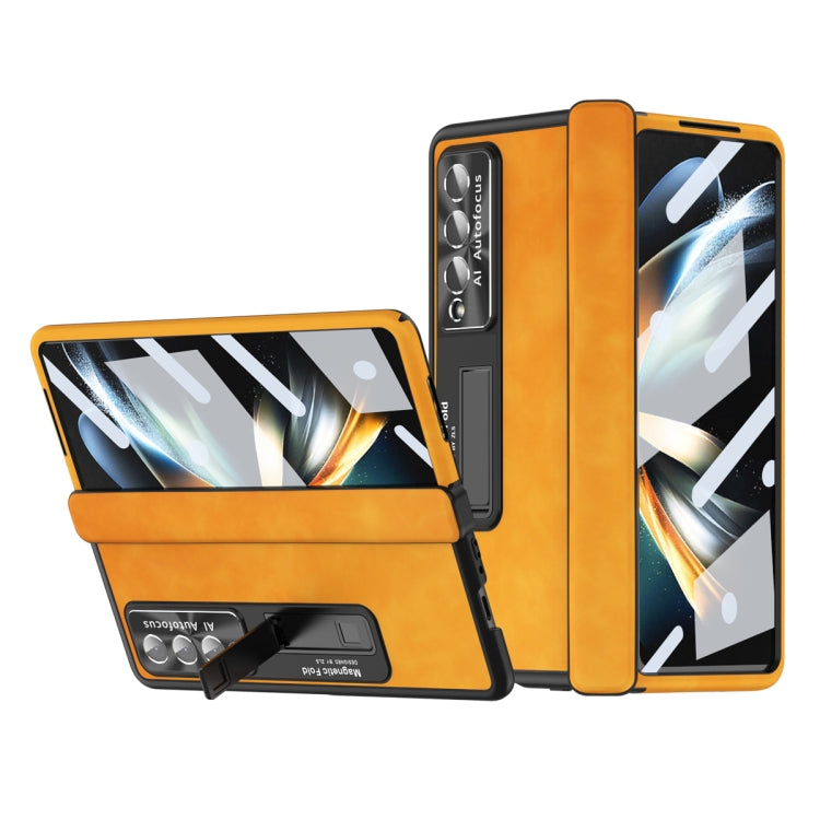For Samsung Galaxy Z Fold4 Napa Pattern All-inclusive Magnetic Phone Case