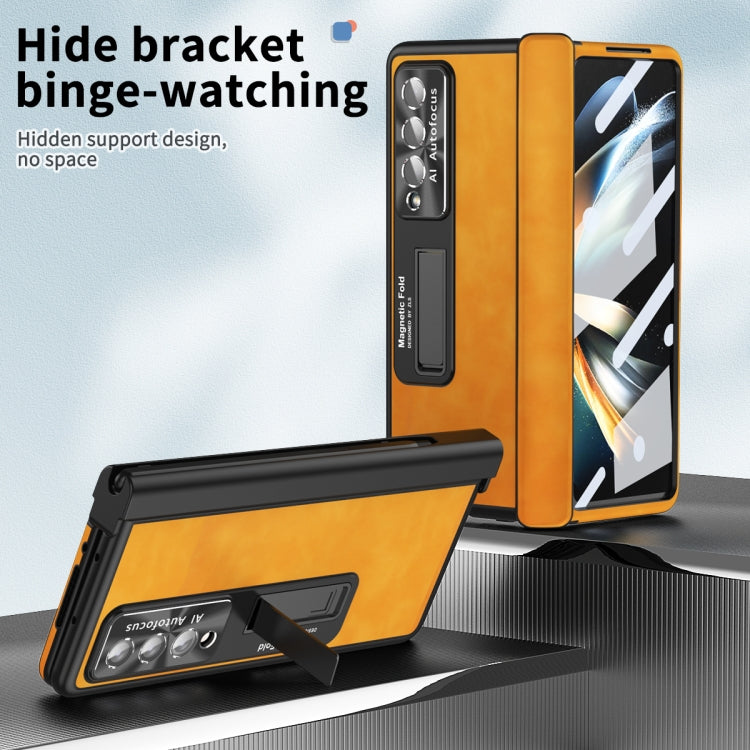 For Samsung Galaxy Z Fold4 Napa Pattern All-inclusive Magnetic Phone Case