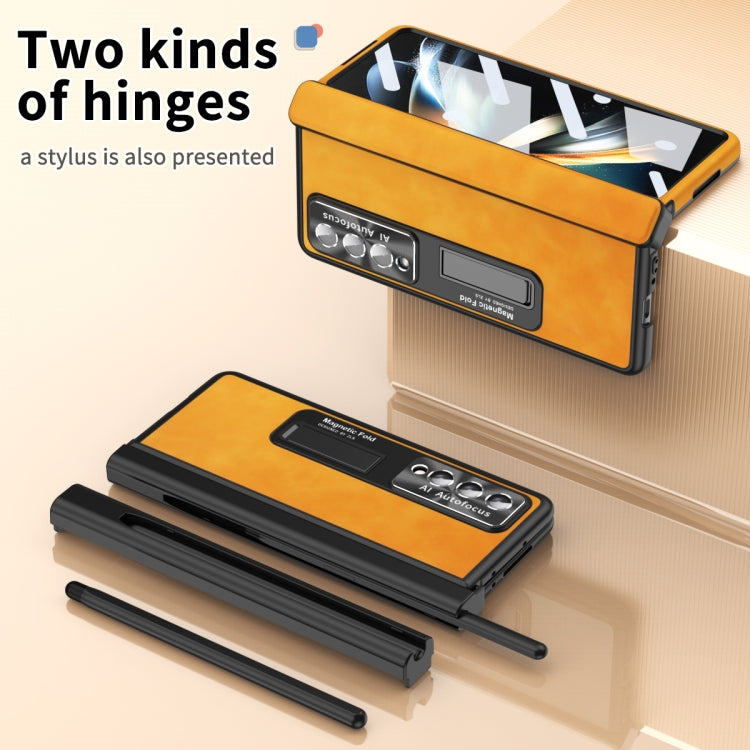 For Samsung Galaxy Z Fold4 Napa Pattern All-inclusive Magnetic Phone Case
