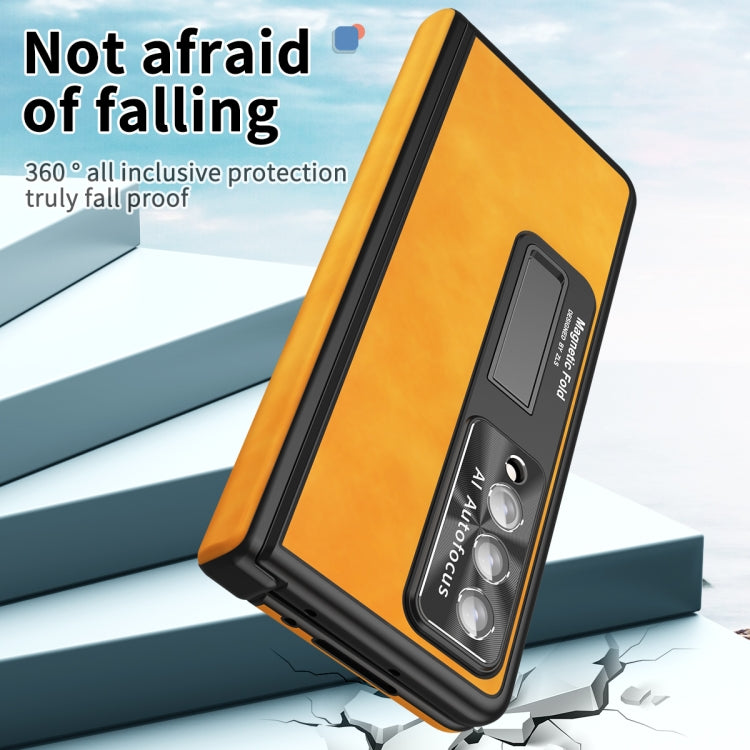 For Samsung Galaxy Z Fold4 Napa Pattern All-inclusive Magnetic Phone Case