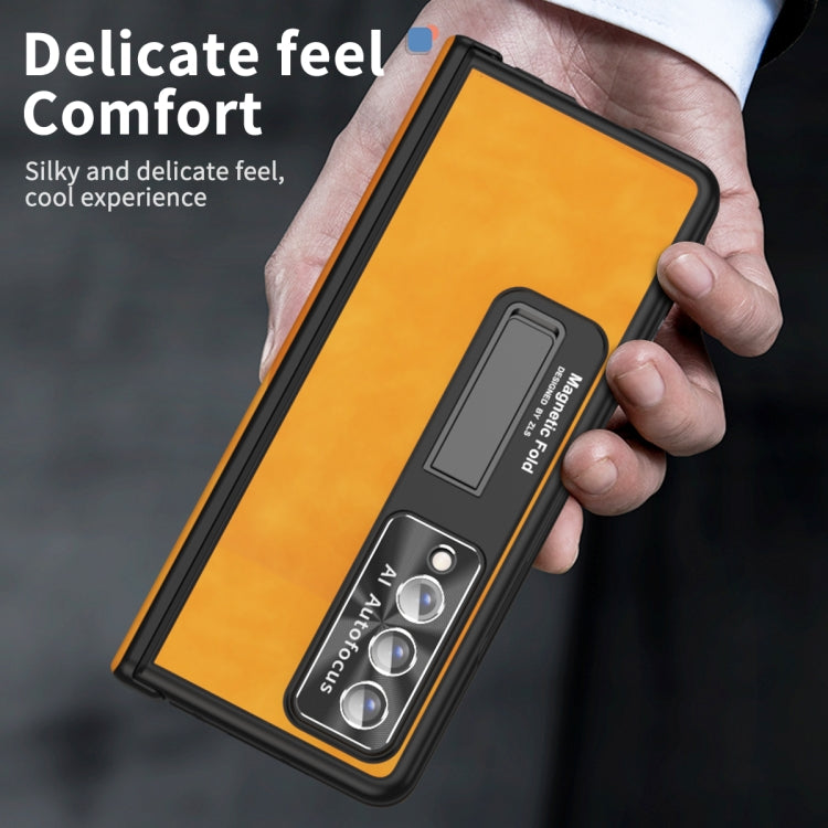 For Samsung Galaxy Z Fold4 Napa Pattern All-inclusive Magnetic Phone Case