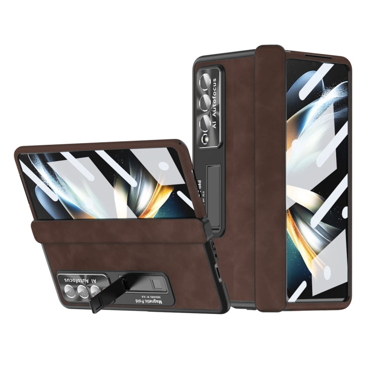 For Samsung Galaxy Z Fold4 Napa Pattern All-inclusive Magnetic Phone Case