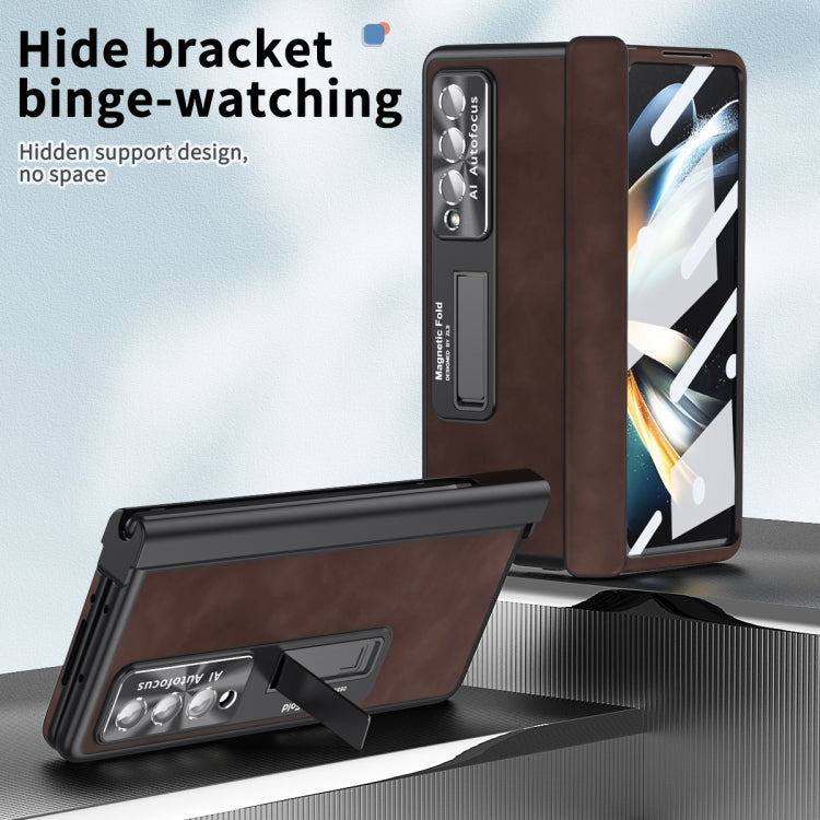 For Samsung Galaxy Z Fold4 Napa Pattern All-inclusive Magnetic Phone Case