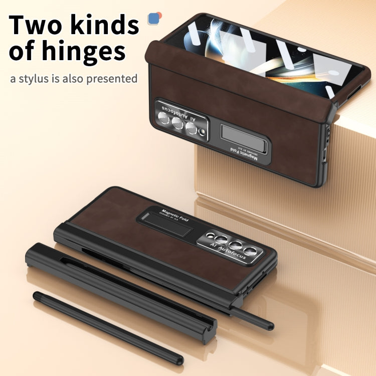 For Samsung Galaxy Z Fold4 Napa Pattern All-inclusive Magnetic Phone Case