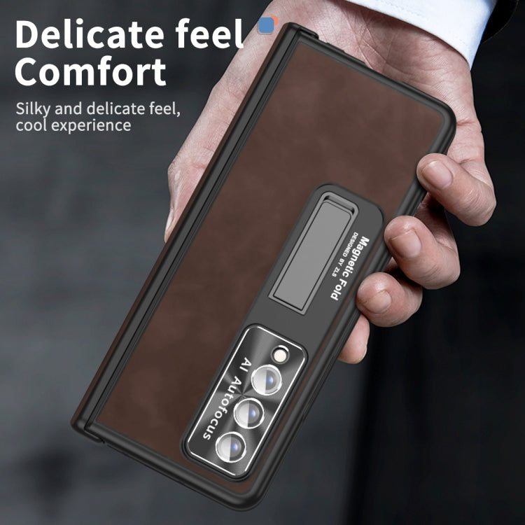 For Samsung Galaxy Z Fold4 Napa Pattern All-inclusive Magnetic Phone Case