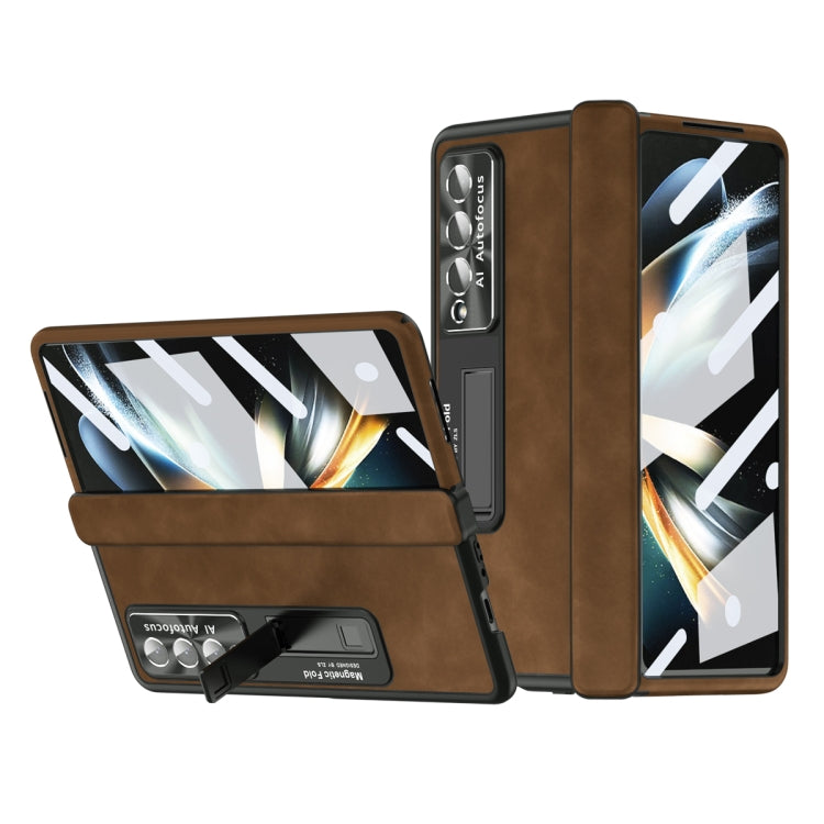 For Samsung Galaxy Z Fold4 Napa Pattern All-inclusive Magnetic Phone Case