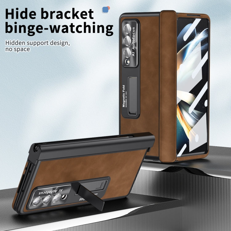 For Samsung Galaxy Z Fold4 Napa Pattern All-inclusive Magnetic Phone Case