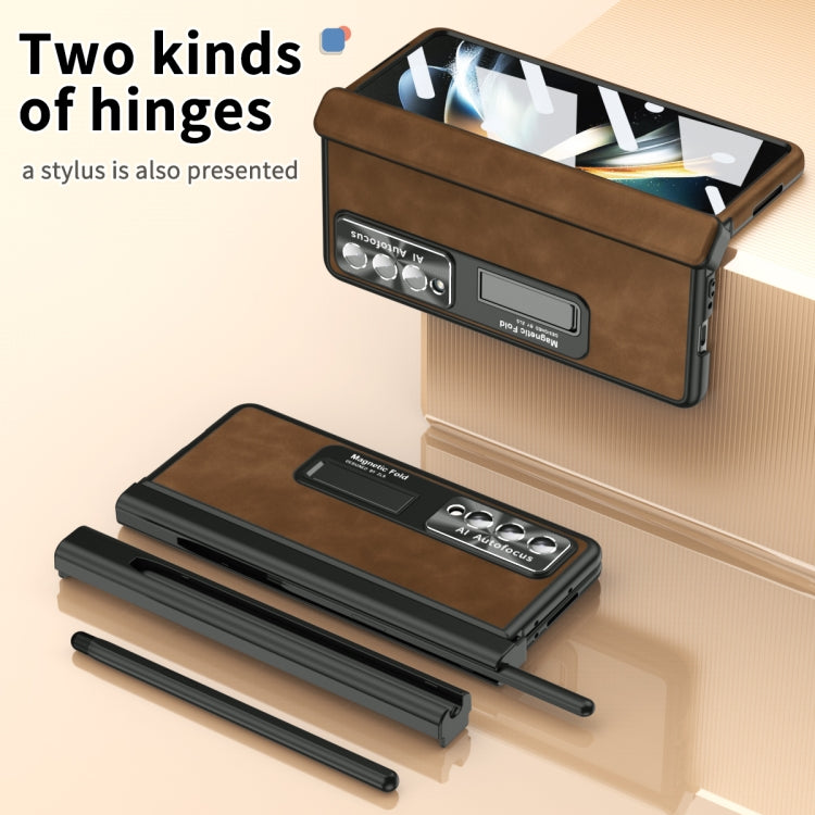 For Samsung Galaxy Z Fold4 Napa Pattern All-inclusive Magnetic Phone Case