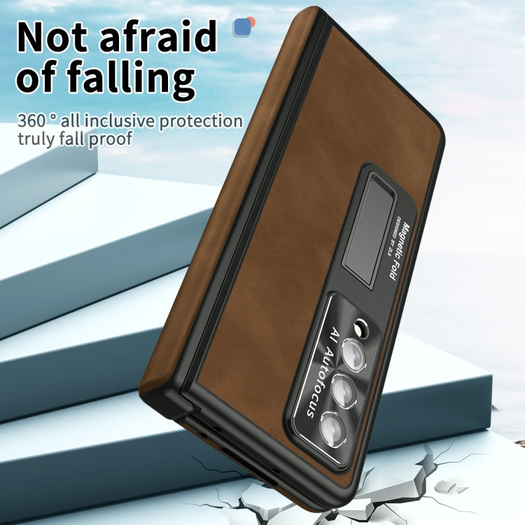 For Samsung Galaxy Z Fold4 Napa Pattern All-inclusive Magnetic Phone Case