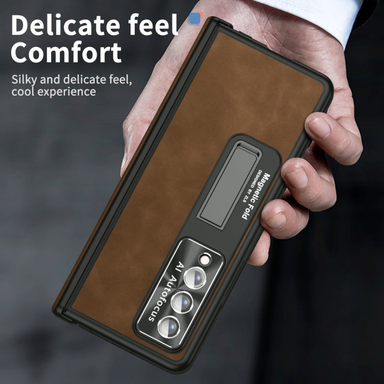 For Samsung Galaxy Z Fold4 Napa Pattern All-inclusive Magnetic Phone Case