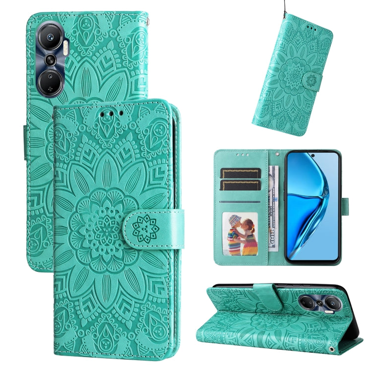 For Infinix Hot 20 4G Embossed Sunflower Leather Phone Case