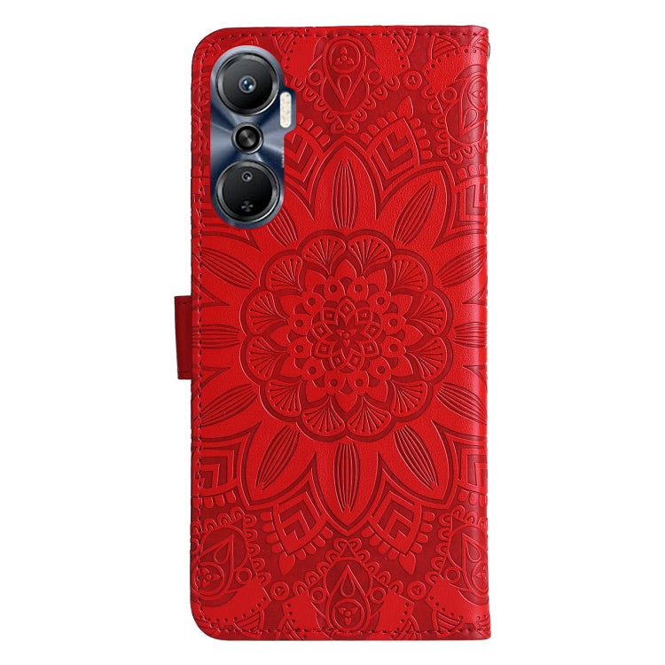 For Infinix Hot 20 4G Embossed Sunflower Leather Phone Case