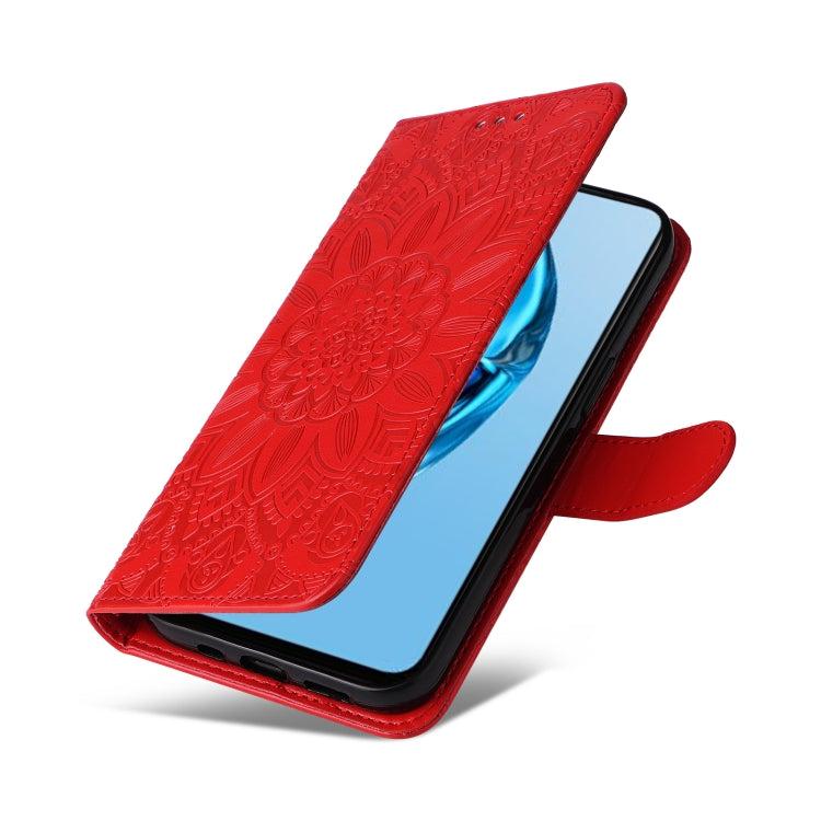 For Infinix Hot 20 4G Embossed Sunflower Leather Phone Case