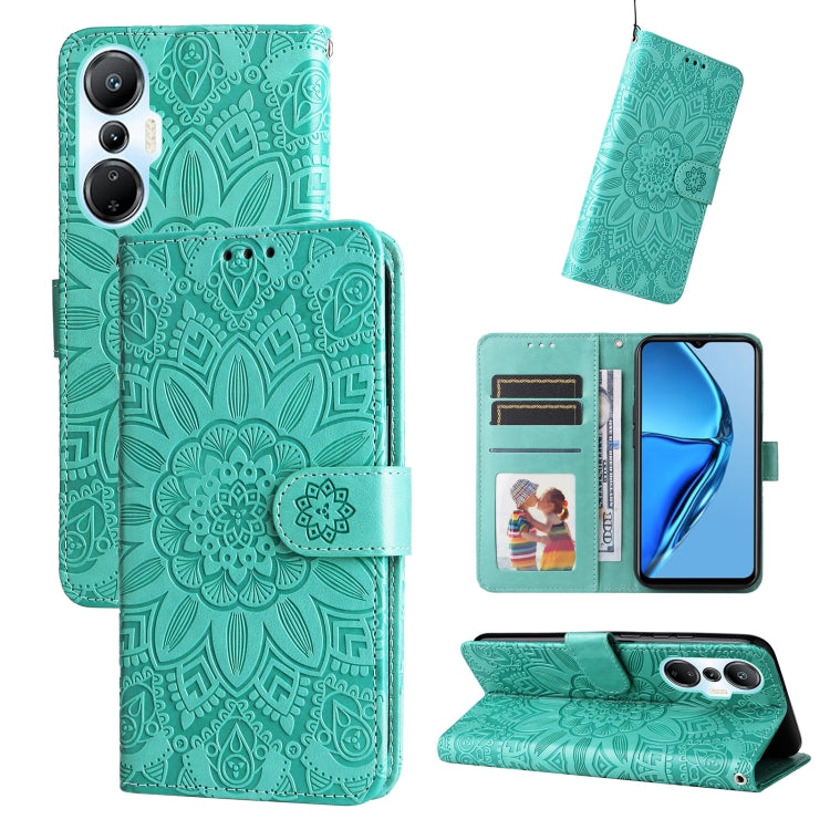 For Infinix Hot 20s Embossed Sunflower Leather Phone Case