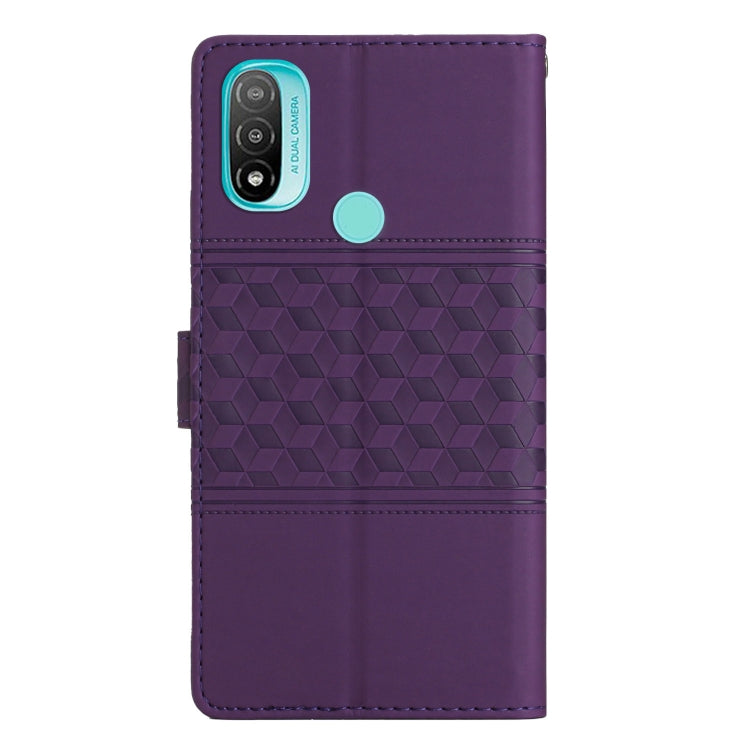 For Motorola Moto E20 / E30 / E40 Diamond Embossed Skin Feel Leather Phone Case with Lanyard