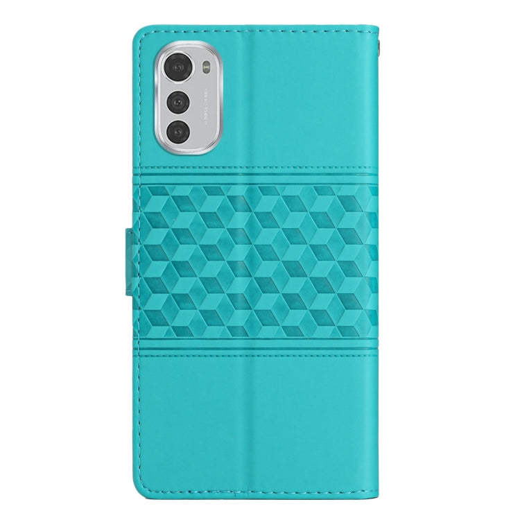 For Motorola Moto E32 Diamond Embossed Skin Feel Leather Phone Case with Lanyard