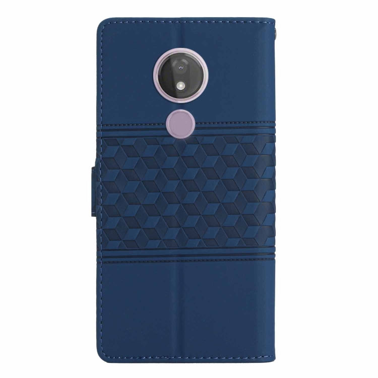 For Motorola Moto G7 Power Diamond Embossed Skin Feel Leather Phone Case with Lanyard