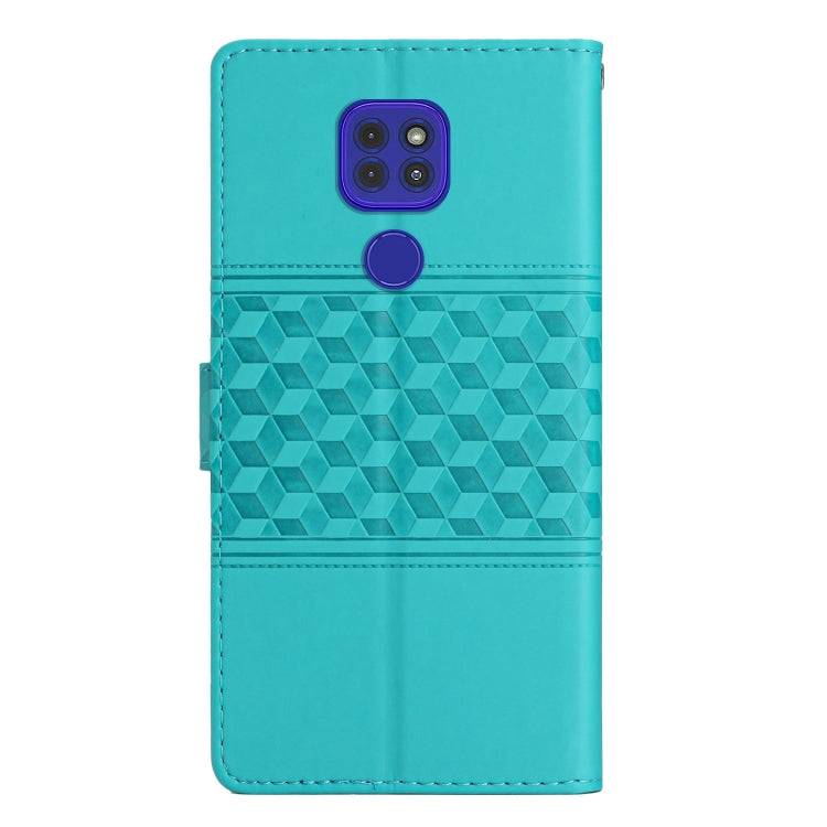 For Motorola Moto G9 / G9 Play Diamond Embossed Skin Feel Leather Phone Case with Lanyard