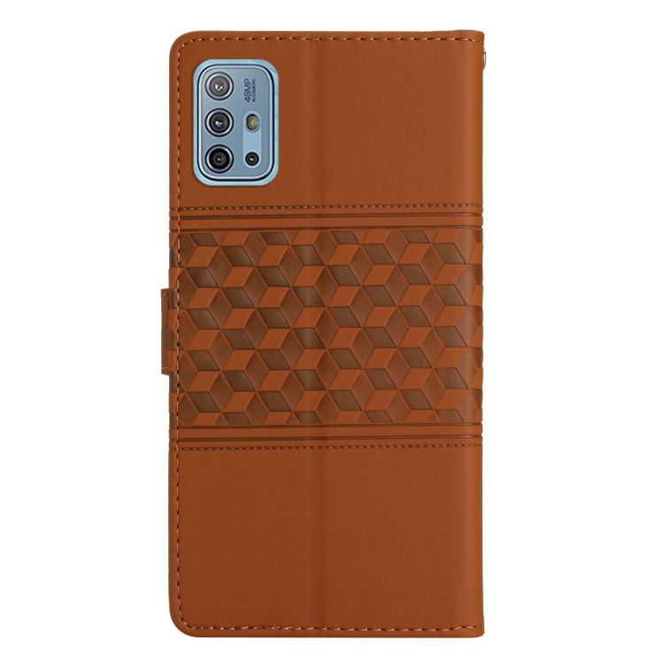 For Motorola Moto G10 / G20 / G30 Diamond Embossed Skin Feel Leather Phone Case with Lanyard