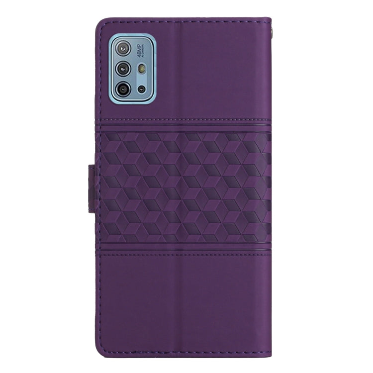 For Motorola Moto G10 / G20 / G30 Diamond Embossed Skin Feel Leather Phone Case with Lanyard