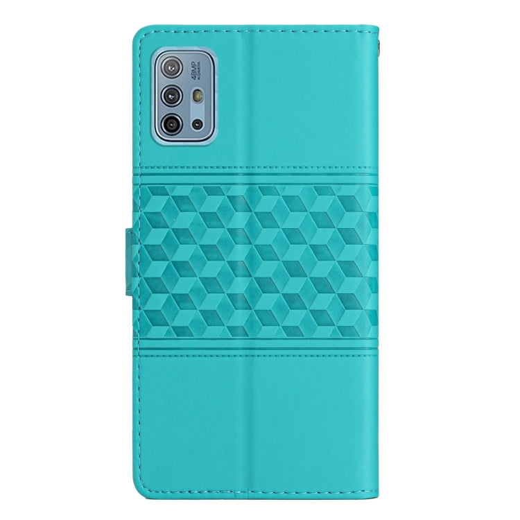 For Motorola Moto G10 / G20 / G30 Diamond Embossed Skin Feel Leather Phone Case with Lanyard