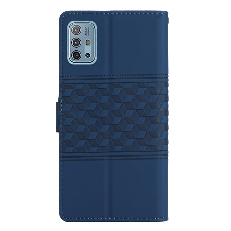 For Motorola Moto G10 / G20 / G30 Diamond Embossed Skin Feel Leather Phone Case with Lanyard