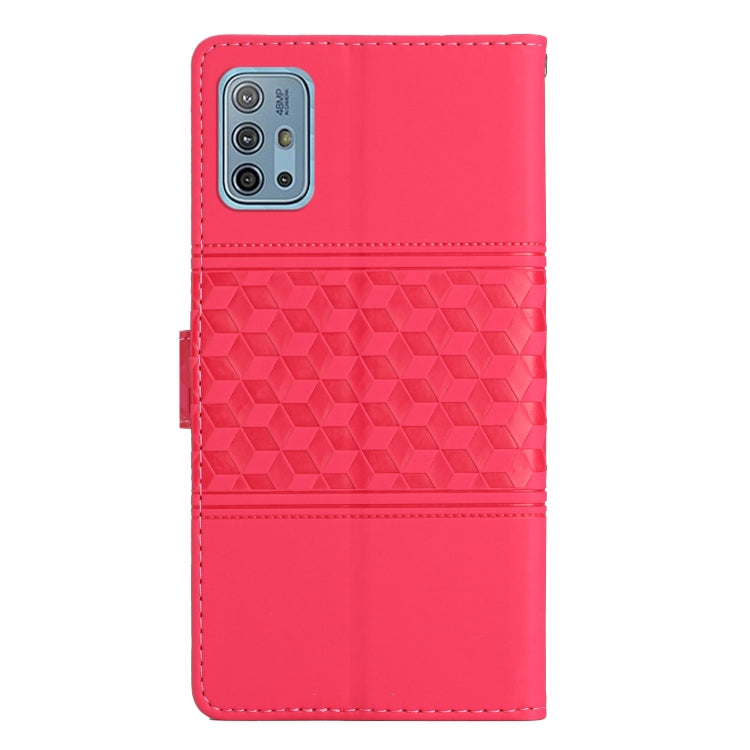 For Motorola Moto G10 / G20 / G30 Diamond Embossed Skin Feel Leather Phone Case with Lanyard