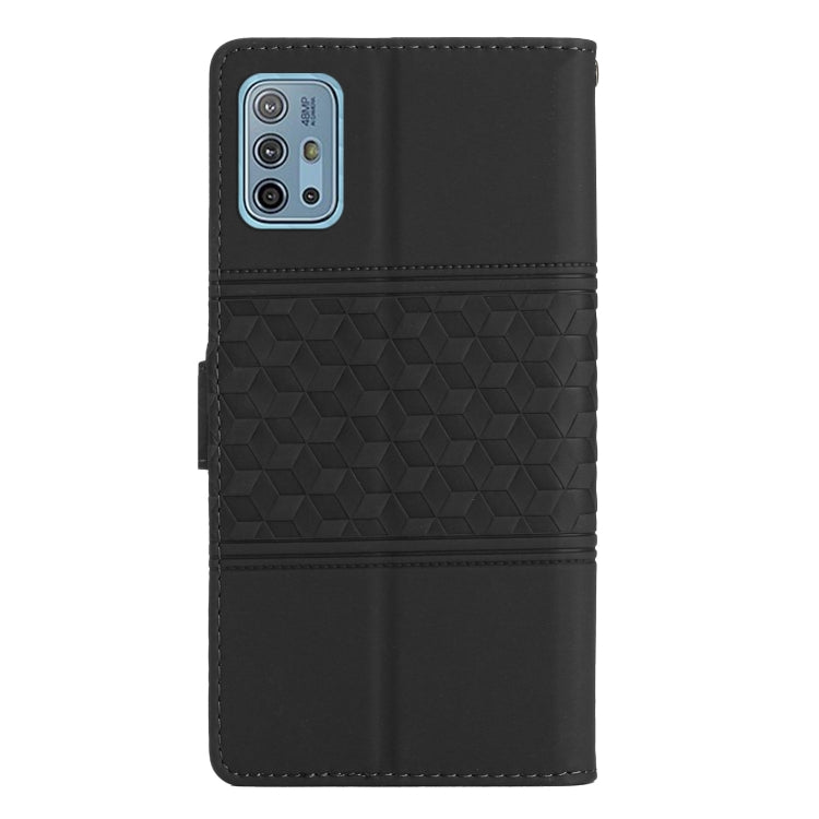 For Motorola Moto G10 / G20 / G30 Diamond Embossed Skin Feel Leather Phone Case with Lanyard