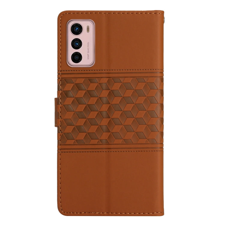 For Motorola Moto G42 Diamond Embossed Skin Feel Leather Phone Case with Lanyard