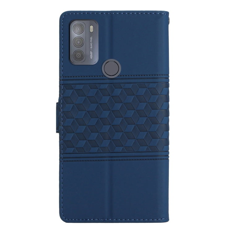 For Motorola Moto G50 Diamond Embossed Skin Feel Leather Phone Case with Lanyard
