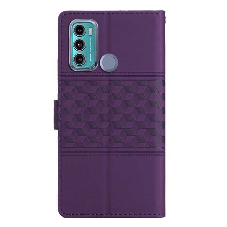 For Motorola Moto G60 / G40 Fushion Diamond Embossed Skin Feel Leather Phone Case with Lanyard