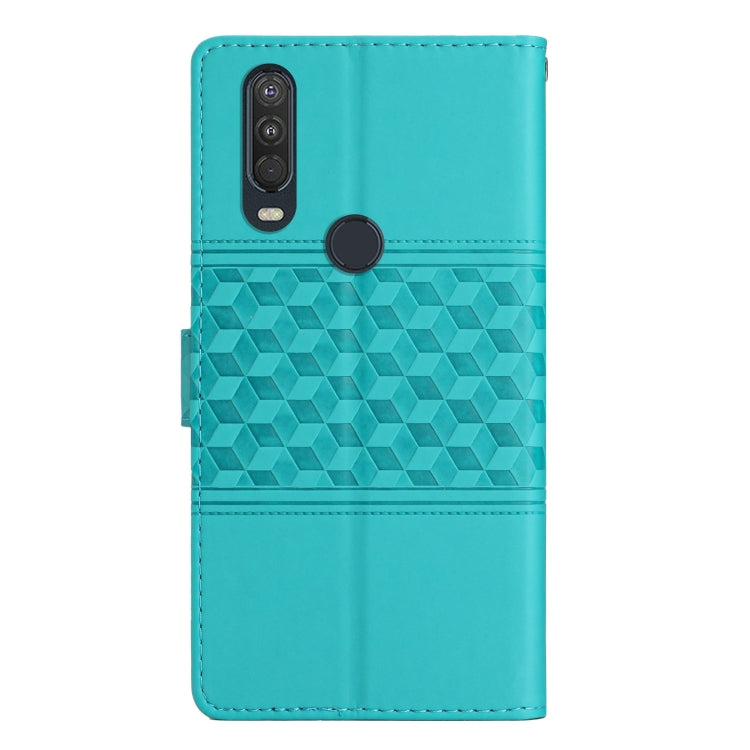 For Motorola Moto One Action Diamond Embossed Skin Feel Leather Phone Case with Lanyard