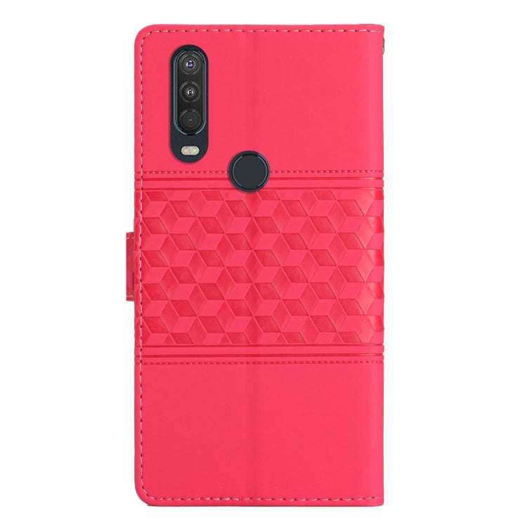 For Motorola Moto One Action Diamond Embossed Skin Feel Leather Phone Case with Lanyard