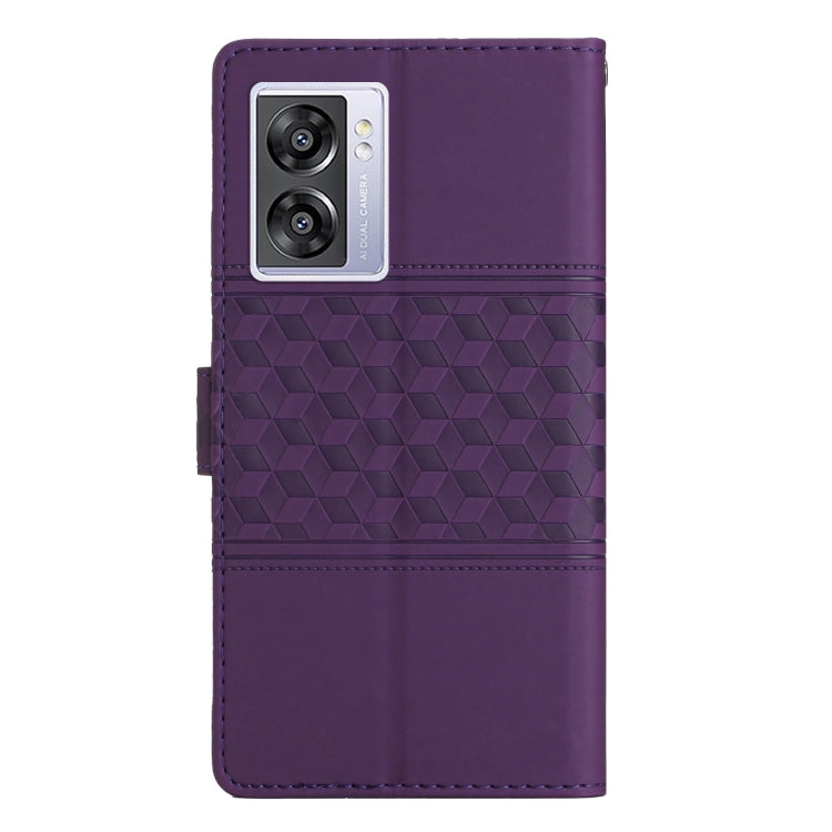 For OPPO A57 2022 Diamond Embossed Skin Feel Leather Phone Case with Lanyard