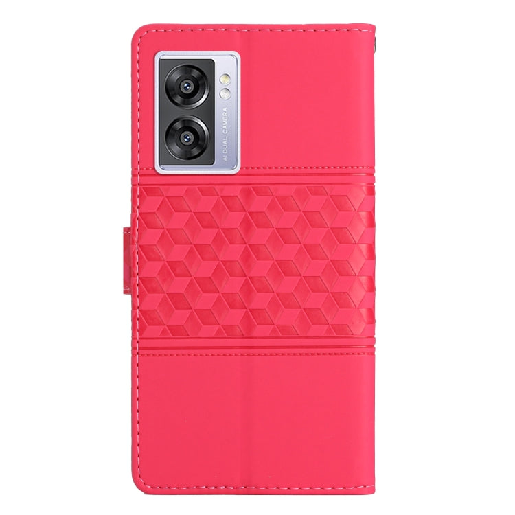 For OPPO A57 2022 Diamond Embossed Skin Feel Leather Phone Case with Lanyard