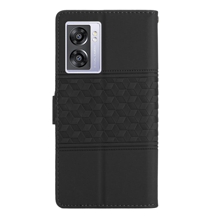 For OPPO A57 2022 Diamond Embossed Skin Feel Leather Phone Case with Lanyard