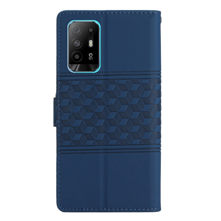 For OPPO A94 5G Diamond Embossed Skin Feel Leather Phone Case with Lanyard