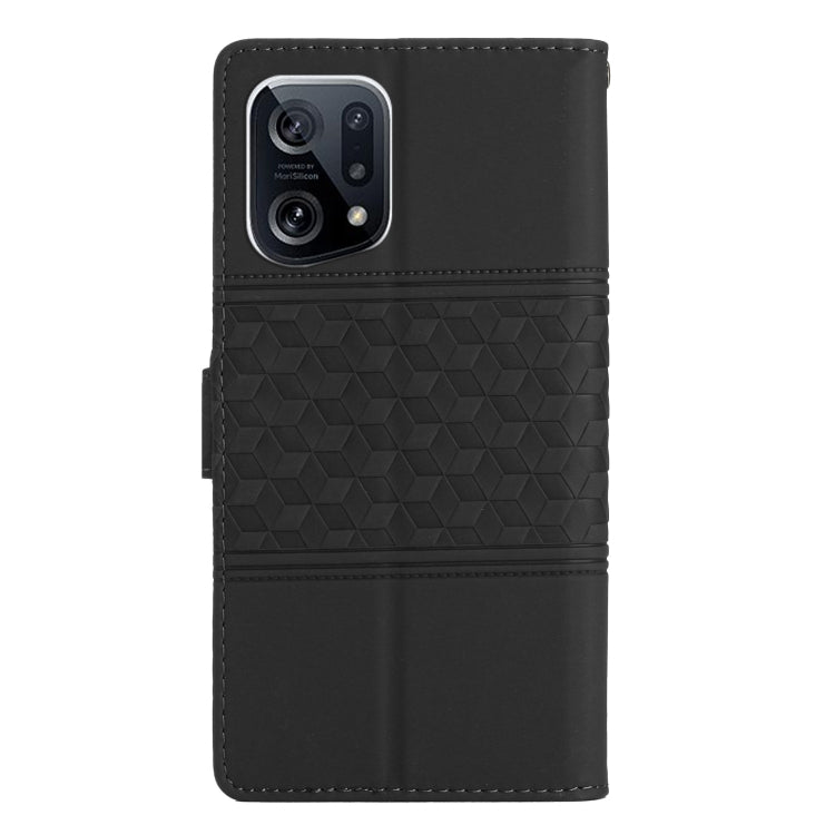 For OPPO Find X5 Diamond Embossed Skin Feel Leather Phone Case with Lanyard