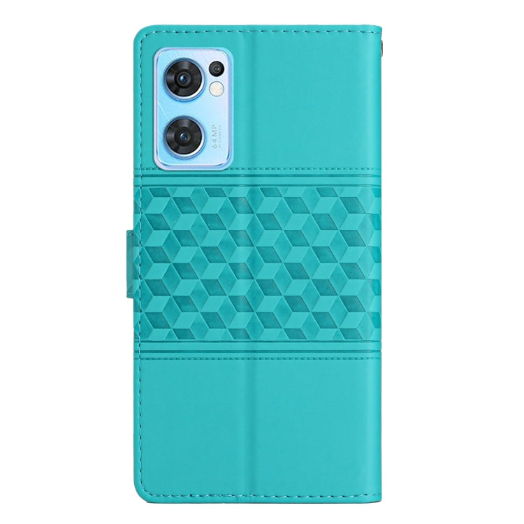 For OPPO Find X5 Lite Diamond Embossed Skin Feel Leather Phone Case with Lanyard